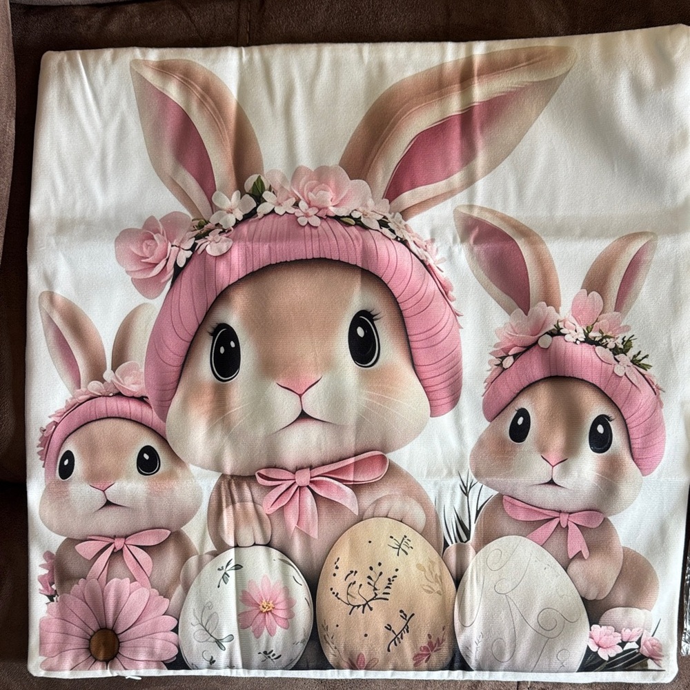 2x Bunny Trio Decorative Pillow Cover BUNDLE WITH A 2nditem for FREE SHIPPING